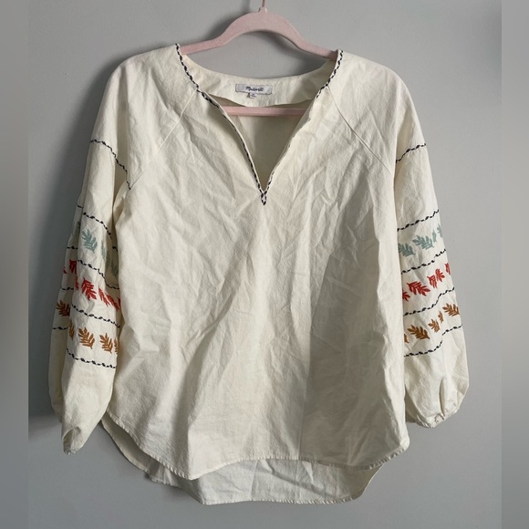 Madewell Embroidered-Sleeve Popover Top - Picture 7 of 13